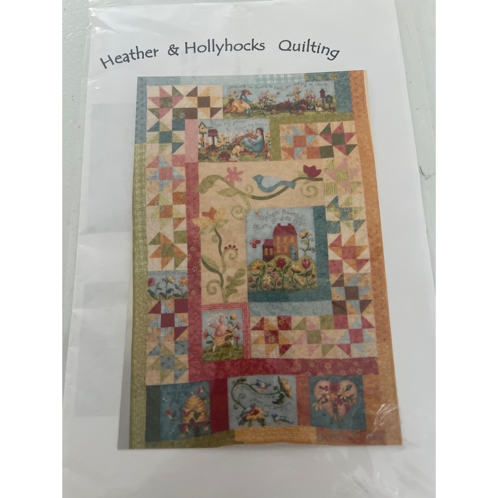 Heather & Hollyhocks Garden Song Panel Wall Hanging Quilt Pattern Heather Broehm
